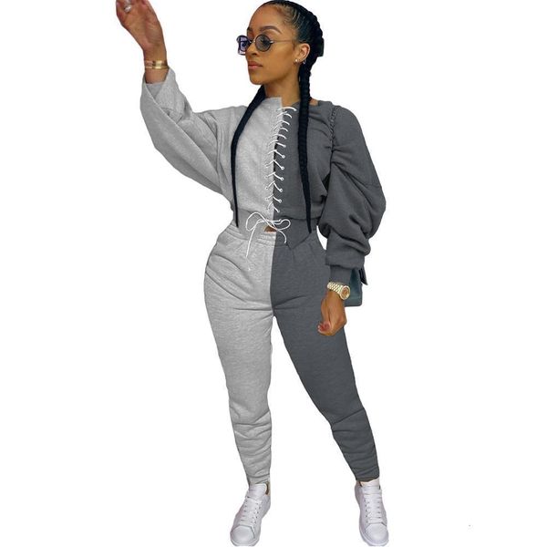 casual women two piece set color patchwork cross bandage sweater long pants loose set streetwear outfit winter clothes, Gray
casual women two piece set color patchwork cross bandage sweater long pants loose set streetwear outfit winter clothes, Gray