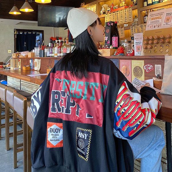 woman jacket long sleeved printing female 2020 spring new harajuku lazy wind student loose baseball uniform female veste femme1, Black;brown
woman jacket long sleeved printing female 2020 spring new harajuku lazy wind student loose baseball uniform female veste femme1, Black;brown