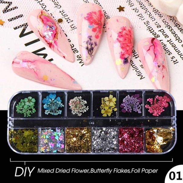 12 grids dried flowers glitter flakes mix nail decoration floral leaf sticker heart butterfly jewelry summer beauty diy accessoy, Silver;gold
12 grids dried flowers glitter flakes mix nail decoration floral leaf sticker heart butterfly jewelry summer beauty diy accessoy, Silver;gold