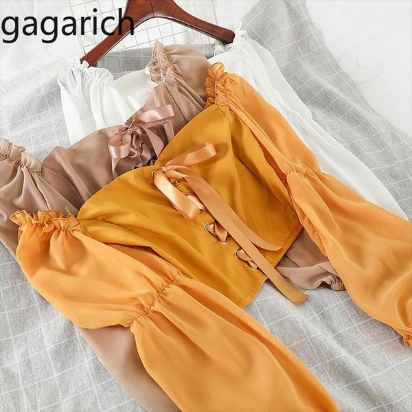 women blouse elegant spring summer 2020 new solid puff long sleeve chiffon chest bandage cloth short shirt, White
women blouse elegant spring summer 2020 new solid puff long sleeve chiffon chest bandage cloth short shirt, White