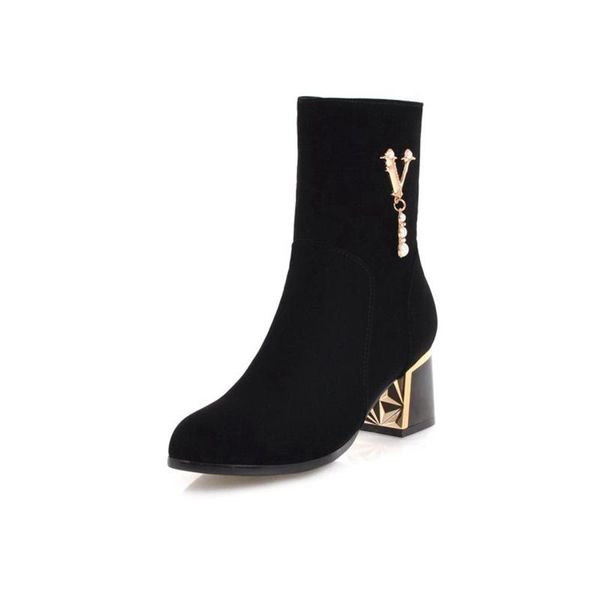 women round toe pearl zipper ankle boots square high heels female autumn winter warm flock elegant fashion party shoes 985, Black
women round toe pearl zipper ankle boots square high heels female autumn winter warm flock elegant fashion party shoes 985, Black