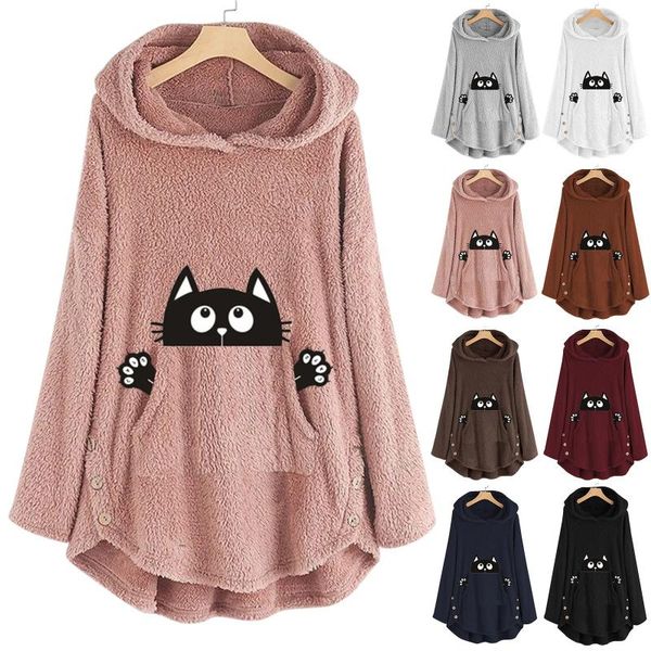 women's hoodies & sweatshirts 2021 women printed ears hooded large size long sleeve button sweatshirt warm pullover christmas casual s, Black
women's hoodies & sweatshirts 2021 women printed ears hooded large size long sleeve button sweatshirt warm pullover christmas casual s, Black