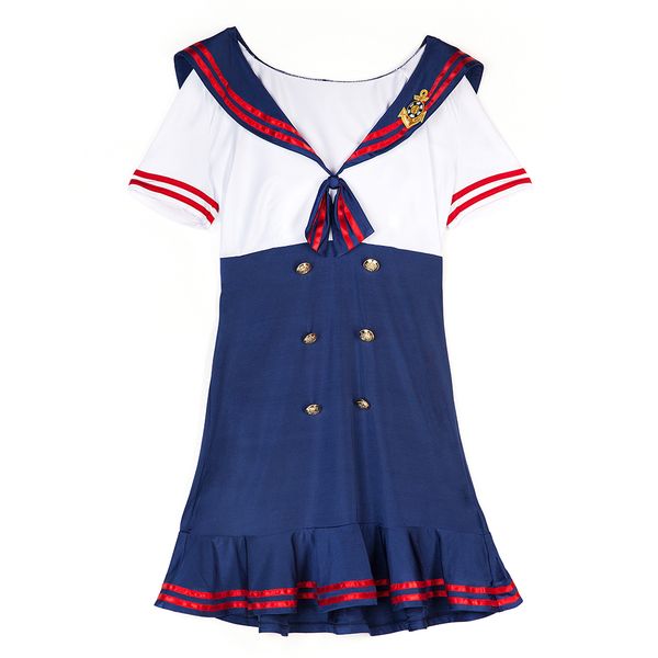 large size costume role play blue cotton lingerie sailor costume with hat tie, Red;black
large size costume role play blue cotton lingerie sailor costume with hat tie, Red;black
