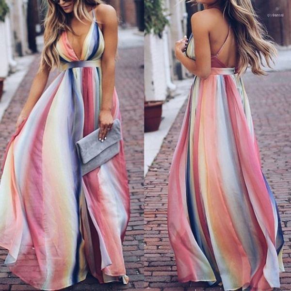 2020 women summer dress rainbow color spaghetti strap summer beach ruched maxi dress sleeveless beach clothing new arrival11, Black;gray
2020 women summer dress rainbow color spaghetti strap summer beach ruched maxi dress sleeveless beach clothing new arrival11, Black;gray