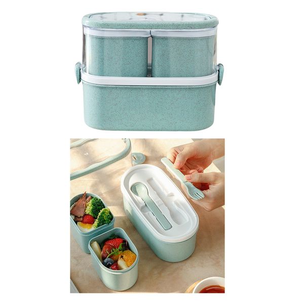 reusable lunch box sandwich salad fruit food box storage container with spoon fork
reusable lunch box sandwich salad fruit food box storage container with spoon fork