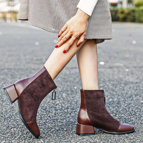 boots square high heels winter women pu+flock med ladies ankle short plush inside riding shoes females, Black
boots square high heels winter women pu+flock med ladies ankle short plush inside riding shoes females, Black