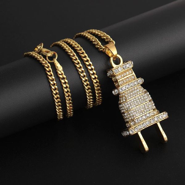 steampunk rhinestone iced wall plug necklace homme gold color cuban chain plug shellhard pendant necklaces mens hiphop jewelry, Silver
steampunk rhinestone iced wall plug necklace homme gold color cuban chain plug shellhard pendant necklaces mens hiphop jewelry, Silver