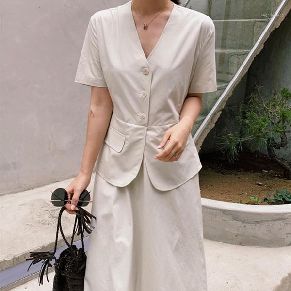 women summer fake-two piece long korean vintage dress single breasted v-neck short sleeve a-line woman dress elegant robe femme1, Black;gray 
women summer fake-two piece long korean vintage dress single breasted v-neck short sleeve a-line woman dress elegant robe femme1, Black;gray