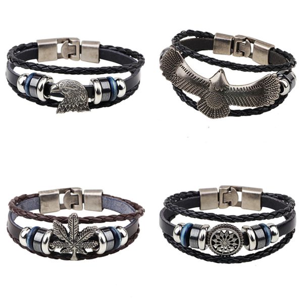 couples leather bracelets alloy leaf skull eagle cross men wristband bangles women bracelets vintage fashion jewelry gift, Black
couples leather bracelets alloy leaf skull eagle cross men wristband bangles women bracelets vintage fashion jewelry gift, Black
