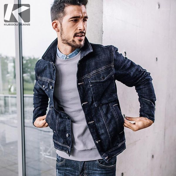kuegou 2017 new autumn winter dark blue denim jacket jeans outerwear fashion slim fit jackets 761011, Black;brown
kuegou 2017 new autumn winter dark blue denim jacket jeans outerwear fashion slim fit jackets 761011, Black;brown