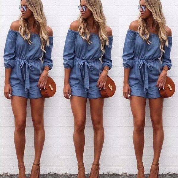 women's jumpsuits & rompers la maxza jeans off the shoulder playsuit female for women sashes middle sleeve short romper big size summer, Black;white
women's jumpsuits & rompers la maxza jeans off the shoulder playsuit female for women sashes middle sleeve short romper big size summer, Black;white