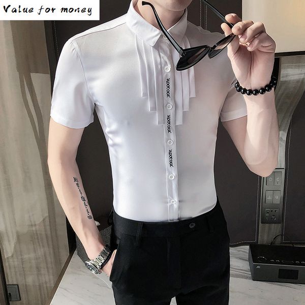 summer 2020 british men's shirt nightclub work dress shirt tide black white designer casual shirt chemise homm c1212, White;black
summer 2020 british men's shirt nightclub work dress shirt tide black white designer casual shirt chemise homm c1212, White;black