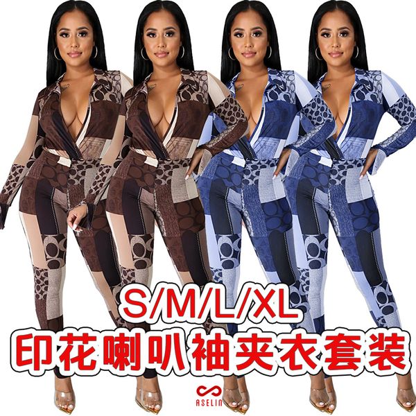 gl6309 european and american style womens wear nightclub uniforms geometric floral print slit trumpet sleeves cotton-padded clothes two, White
gl6309 european and american style womens wear nightclub uniforms geometric floral print slit trumpet sleeves cotton-padded clothes two, White