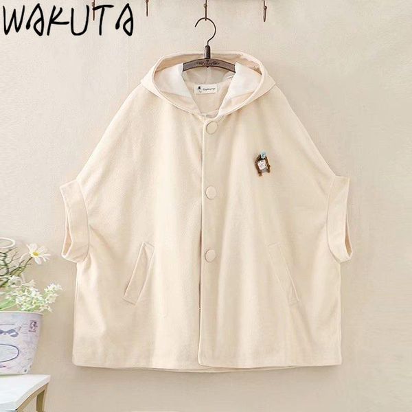 women's vests wakuta japanese sweet cape style hooded wollen overcoat autumn fashion loose back bow decorated sleeveless thick oversize, Black;white
women's vests wakuta japanese sweet cape style hooded wollen overcoat autumn fashion loose back bow decorated sleeveless thick oversize, Black;white