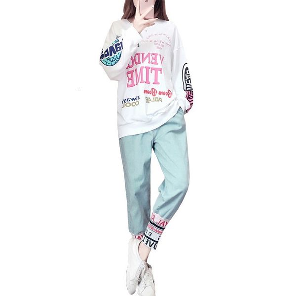 2021 new single/suit sports and leisure harvest hip-hop autumn print fashion released korean version 2 female ensemble bkr6, White
2021 new single/suit sports and leisure harvest hip-hop autumn print fashion released korean version 2 female ensemble bkr6, White