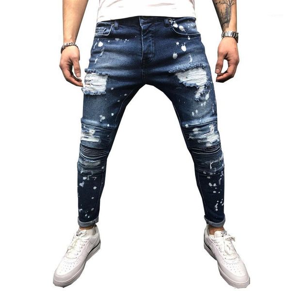 men jeans stretch destroyed ripped paint point design fashion ankle zipper skinny jeans for men1, Blue
men jeans stretch destroyed ripped paint point design fashion ankle zipper skinny jeans for men1, Blue