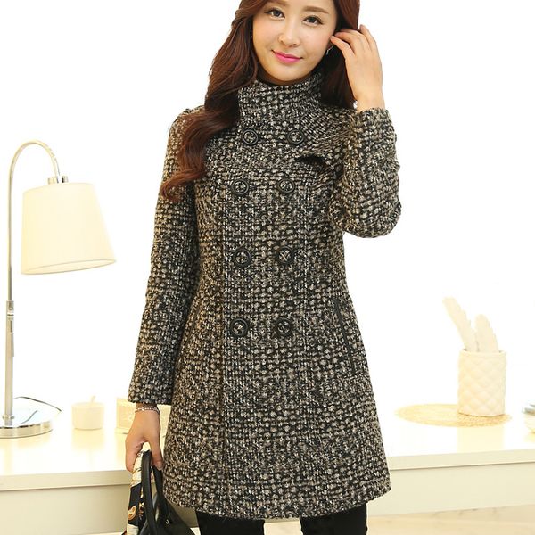 2021 autumn fashion elegant mother turtleneck plaid slim long tweed woolen outerwear female new women's wool blends coat winter, Black
2021 autumn fashion elegant mother turtleneck plaid slim long tweed woolen outerwear female new women's wool blends coat winter, Black