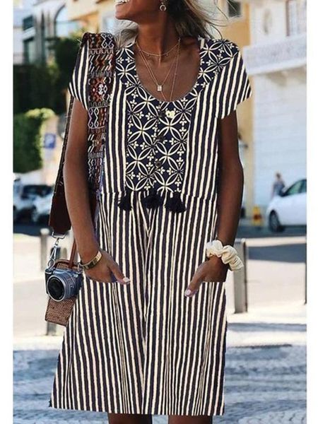 big size dress women summer dress loose short sleeve stripe patchwork printed dresses with pocket lus size women clothing1, Black;gray
big size dress women summer dress loose short sleeve stripe patchwork printed dresses with pocket lus size women clothing1, Black;gray