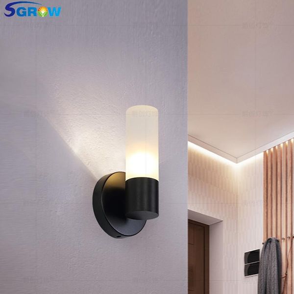 wall lamp sgrow industrial acrylic led light fixtures for bedroom living room dinning stairs with e27 bulb indoor lighting