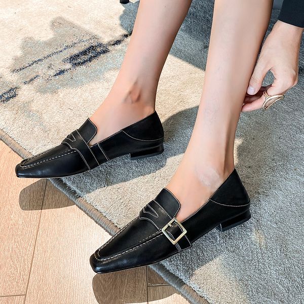 2020 of genuine leather women buckles slip-in-loafers comfortable soft retro casual women's sqaure toe shoes uwti, Black
2020 of genuine leather women buckles slip-in-loafers comfortable soft retro casual women's sqaure toe shoes uwti, Black