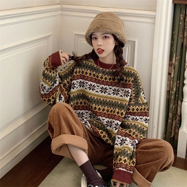 splicing color women's sweater loose thick harajuku clothing women's long sleeve retro knitted sweater pullover fall women 201221, White;black
splicing color women's sweater loose thick harajuku clothing women's long sleeve retro knitted sweater pullover fall women 201221, White;black