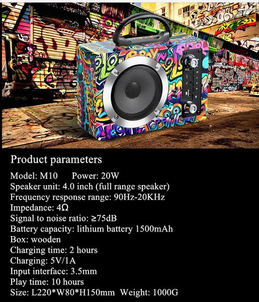 new m10 20w wooden bluetooth speaker wireless subwoofer portable outdoor wireless k song card u disk radio audio with mic dhl
new m10 20w wooden bluetooth speaker wireless subwoofer portable outdoor wireless k song card u disk radio audio with mic dhl