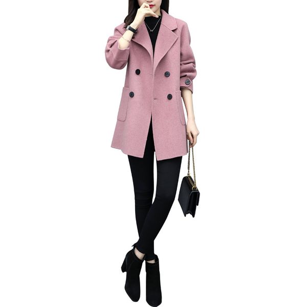 women's mid-length thench korean 2021 spring autumn new coat loose woolen solid female color double-breasted l49, Black
women's mid-length thench korean 2021 spring autumn new coat loose woolen solid female color double-breasted l49, Black