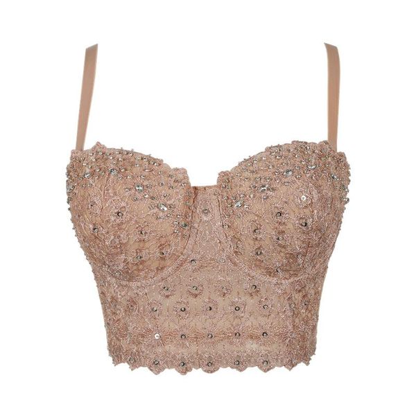 women lace bead bustier pearls diamond cropped push up bra vest corset plus size, White
women lace bead bustier pearls diamond cropped push up bra vest corset plus size, White