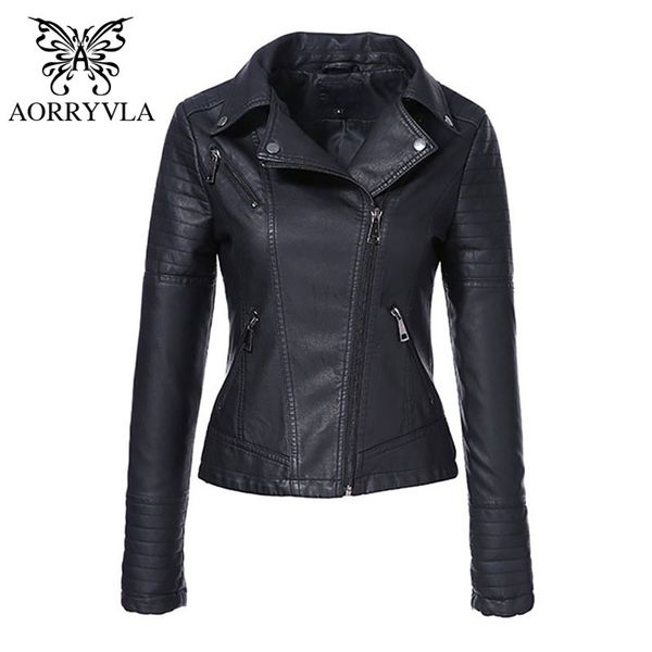 aorryvla new spring autumn women's moto biker zipper jacket turn down collar black pu faux leather jacket slim lady basic coat 201223
aorryvla new spring autumn women's moto biker zipper jacket turn down collar black pu faux leather jacket slim lady basic coat 201223