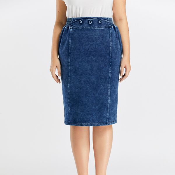 lih hua women's plus size casual denim skirt high flexibility fashion skirt knitted denim q1209, Black
lih hua women's plus size casual denim skirt high flexibility fashion skirt knitted denim q1209, Black