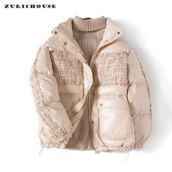 zurichouse winter jacket women's white duck down jacket parka 2020 fashion small fragrant wind tweed stitching down coat c1204, Black
zurichouse winter jacket women's white duck down jacket parka 2020 fashion small fragrant wind tweed stitching down coat c1204, Black