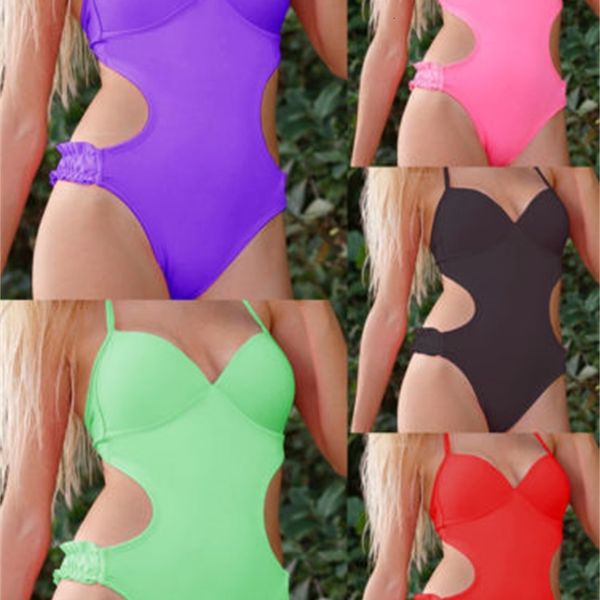 2019 women's solid hollow out one piece swimsuit ruffle halter swimwear bathing monokini push up padded bikini, White;black
2019 women's solid hollow out one piece swimsuit ruffle halter swimwear bathing monokini push up padded bikini, White;black