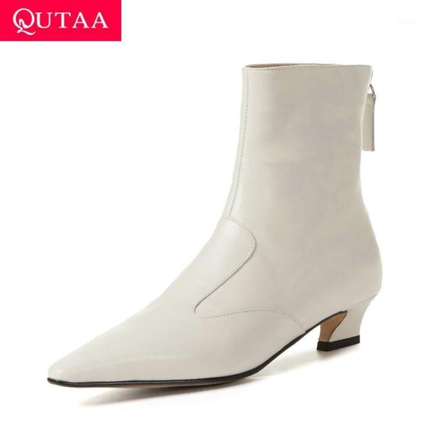 qutaa 2021 pointed toe quality cow leather ankle boots autumn winter fashion square heel zipper women shoes big size 34-431, Black
qutaa 2021 pointed toe quality cow leather ankle boots autumn winter fashion square heel zipper women shoes big size 34-431, Black