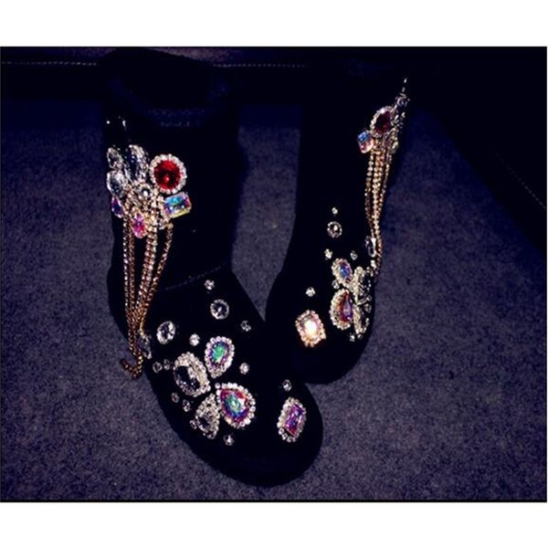 2020 tube cotton shoes fashion strass tassel chain tendon inferior snowboots solid leather 598e, Black
2020 tube cotton shoes fashion strass tassel chain tendon inferior snowboots solid leather 598e, Black