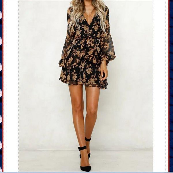 fashion womens dress deep v neck lartern long sleeve ruffles dress floral print evening party slim 2019 autumn womens, Black;gray
fashion womens dress deep v neck lartern long sleeve ruffles dress floral print evening party slim 2019 autumn womens, Black;gray
