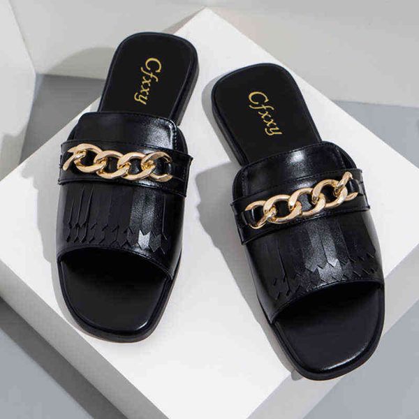 slippers women slippers style chain tassel upper flat female sandals pu solid color casual set foot flat heel slippers woman shoes 220307, Black
slippers women slippers style chain tassel upper flat female sandals pu solid color casual set foot flat heel slippers woman shoes 220307, Black