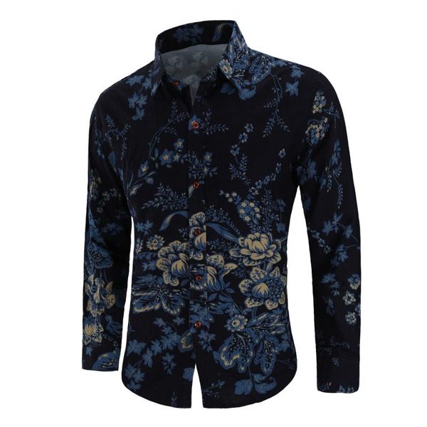 co 2020 spring new long-sleeved linen shirt fashion comfortable breathable flower shirt, White;black
co 2020 spring new long-sleeved linen shirt fashion comfortable breathable flower shirt, White;black