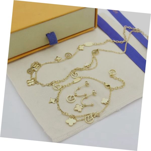 fashion jewelry sets lady 316l titanium steel four leaf flower letter 18k plated gold double deck necklaces bracelet earrings 1pc, Black
fashion jewelry sets lady 316l titanium steel four leaf flower letter 18k plated gold double deck necklaces bracelet earrings 1pc, Black