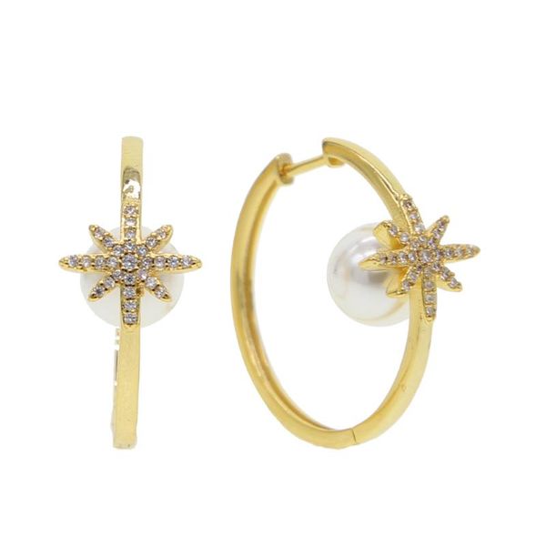 большой обруч серьги starburst micro pave cz northstar с внутренней пресноводной жемчугом геометрический круглый круг hoop huggie серьги, Golden;silver 
большой обруч серьги starburst micro pave cz northstar с внутренней пресноводной жемчугом геометрический круглый круг hoop huggie серьги, Golden;silver