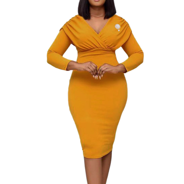 office lady plus size dress pencil spring autumn fashion simple high waist thin elegant sellers v-neck brooch long sleeve, Black;gray
office lady plus size dress pencil spring autumn fashion simple high waist thin elegant sellers v-neck brooch long sleeve, Black;gray