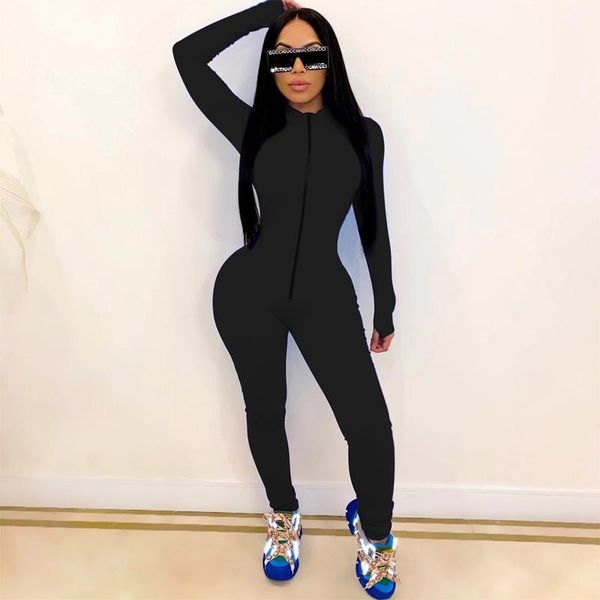 streetwear plus size long sleeve bodycon skinny jumpsuit women zipper autumn romper women one piece ladies jumpsuit female 2021, Black;white 
streetwear plus size long sleeve bodycon skinny jumpsuit women zipper autumn romper women one piece ladies jumpsuit female 2021, Black;white
