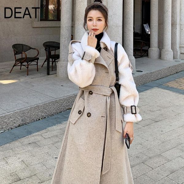 deat woolen coat women white lambswool elegant patchwork hit color full sleeve lapel casual style 2020 winter fashion tu925, Black
deat woolen coat women white lambswool elegant patchwork hit color full sleeve lapel casual style 2020 winter fashion tu925, Black