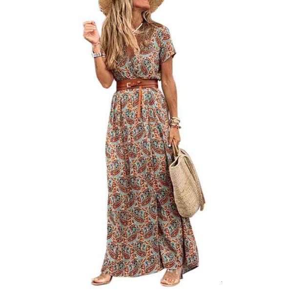 boho dress v neck short sleeve paisley print belt large hem beach long dress women summer long maxi sundress, Black;gray
boho dress v neck short sleeve paisley print belt large hem beach long dress women summer long maxi sundress, Black;gray