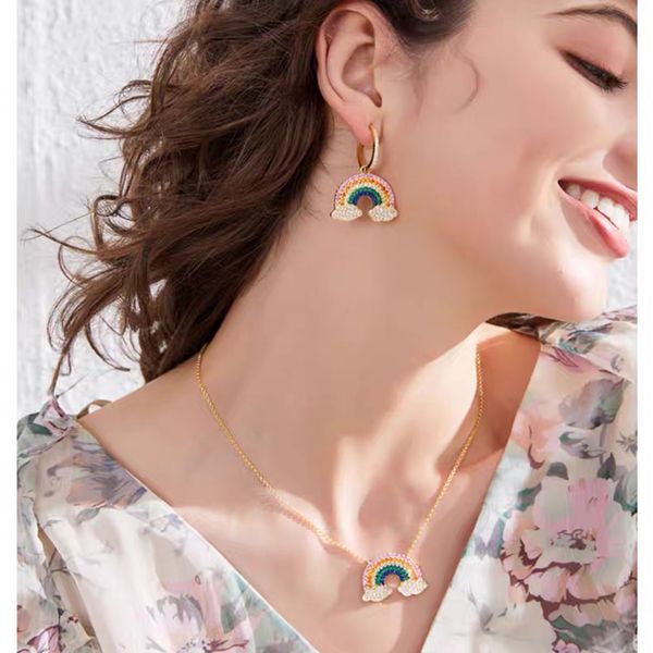 s925 pure silver sweet rainbow earrings lucky lady color earrings popular high end fashion perfect gift party extravagant, Golden
s925 pure silver sweet rainbow earrings lucky lady color earrings popular high end fashion perfect gift party extravagant, Golden
