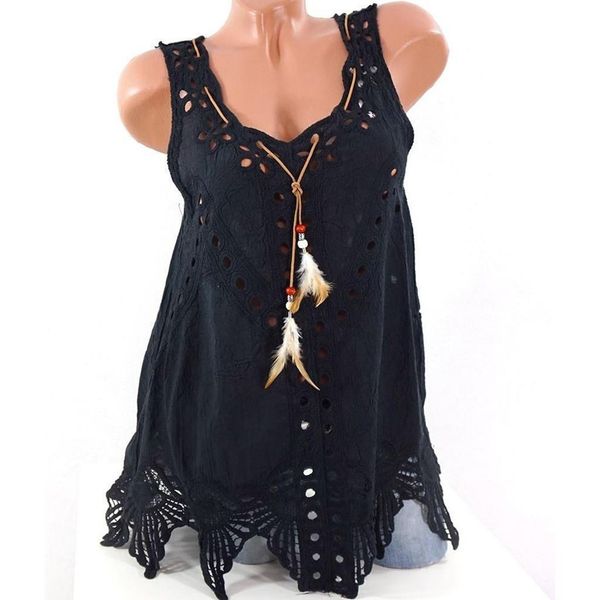 women plus size tank u neck embroidery hollow out loose comfortable sleeveless summer camiseta mujer, White
women plus size tank u neck embroidery hollow out loose comfortable sleeveless summer camiseta mujer, White