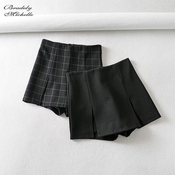 bradely michelle women's streetwear casual slim black a-line tartan skirt zipper high-waist plaid split mini skirts 201109
bradely michelle women's streetwear casual slim black a-line tartan skirt zipper high-waist plaid split mini skirts 201109