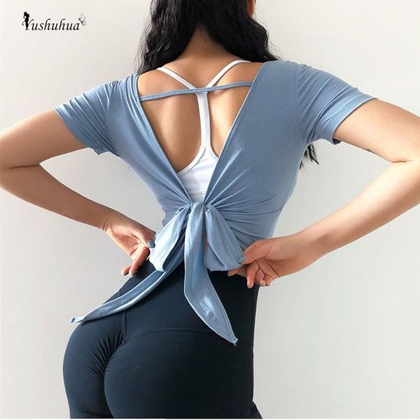 yushuhua backless sport fitness women bandage running shirt back bandage short sleeve yoga tees gym workout, White;red
yushuhua backless sport fitness women bandage running shirt back bandage short sleeve yoga tees gym workout, White;red