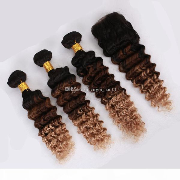 brazilian human hair deep wave lace closure with bundles three tone colored hair with closure ombre 1b 4 27 virgin hair with closure, Black;brown
brazilian human hair deep wave lace closure with bundles three tone colored hair with closure ombre 1b 4 27 virgin hair with closure, Black;brown