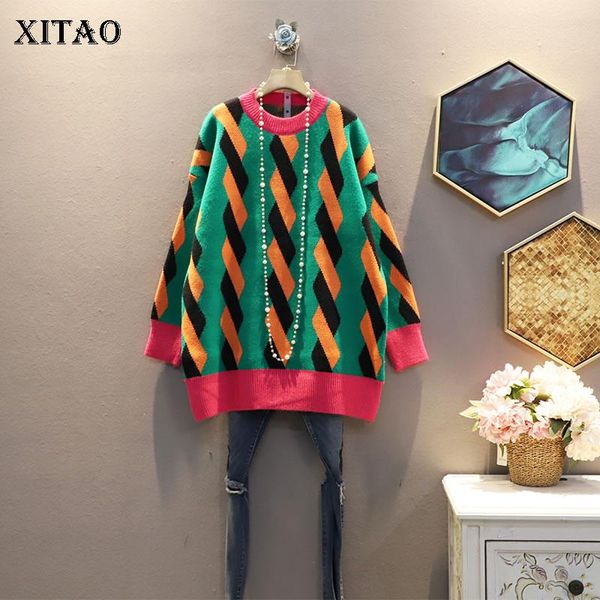 xitao splicing o neck collar pullover sweater winter new knitting print contrast color long sleeve loose fashion women zy2514, White;black
xitao splicing o neck collar pullover sweater winter new knitting print contrast color long sleeve loose fashion women zy2514, White;black
