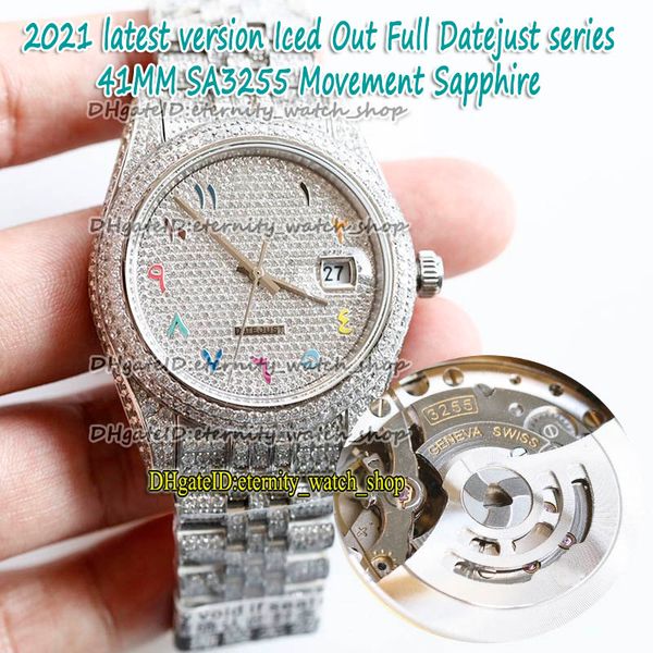 2021 latest version rainbow arabic diamonds dial sa3255 automatic 86409 126334 126333 mens watch iced out full diamond case eternity watches, Slivery;brown 
2021 latest version rainbow arabic diamonds dial sa3255 automatic 86409 126334 126333 mens watch iced out full diamond case eternity watches, Slivery;brown